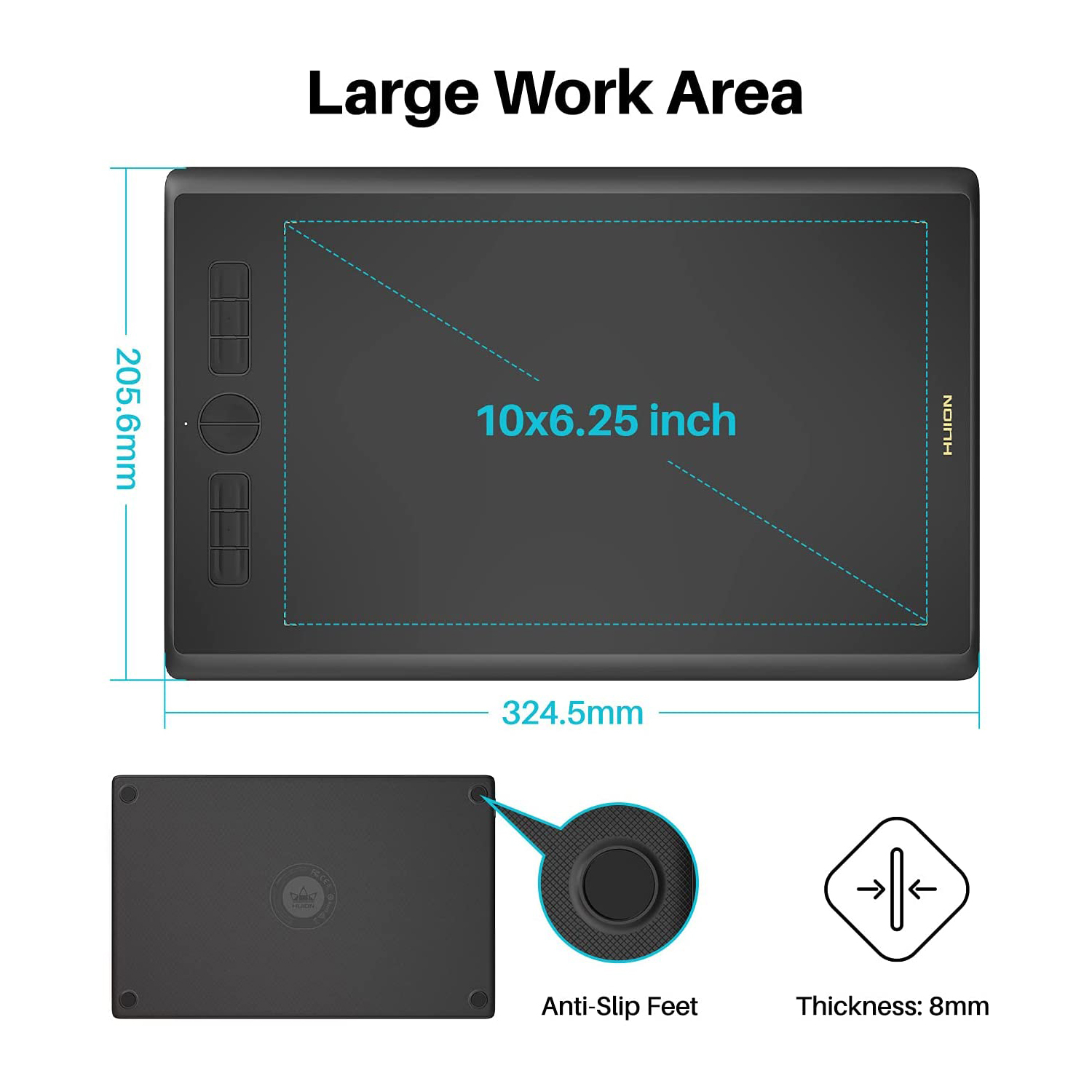 10x6 인치 HUION H610X 그래픽 태블릿 애니 - Huion Tablet Accessories 리뷰 및 가격